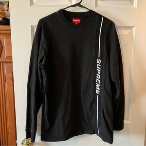 Supreme Men’s Vertical Black White Logo Long Sleeve Shirt Size Medium